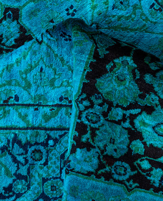 Contemporary Overdyed Wool Hand Knotted Green Area Rug 4' 1" x 6' 1"