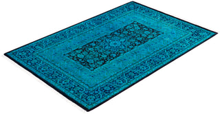 Contemporary Overdyed Wool Hand Knotted Green Area Rug 4' 1" x 6' 1"