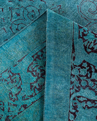 Contemporary Hand-Knotted Overdyed Blue Area Rug 6' 1" x 9' 7"