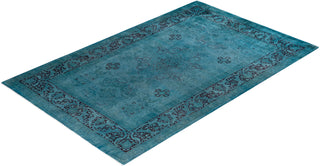 Contemporary Hand-Knotted Overdyed Blue Area Rug 6' 1" x 9' 7"