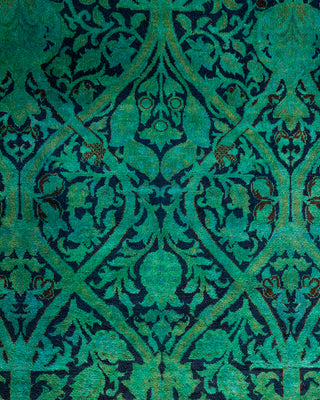 Modern Overdyed Hand Knotted Wool Green Area Rug 10' 1" x 13' 10"