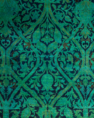 Contemporary Hand Knotted Overdyed Green Area Rug 10' 1" x 13' 10"