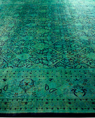 Contemporary Hand Knotted Overdyed Green Area Rug 10' 1" x 13' 10"