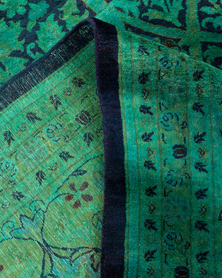 Contemporary Hand Knotted Overdyed Green Area Rug 10' 1" x 13' 10"
