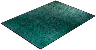 Modern Overdyed Hand Knotted Wool Green Area Rug 10' 1" x 13' 10"