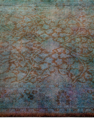 Contemporary Hand Knotted Overdyed Gray Runner 2' 7" x 10' 3"