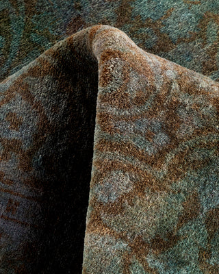 Contemporary Hand Knotted Overdyed Gray Runner 2' 7" x 10' 3"