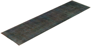 Contemporary Hand Knotted Overdyed Gray Runner 2' 7" x 10' 3"