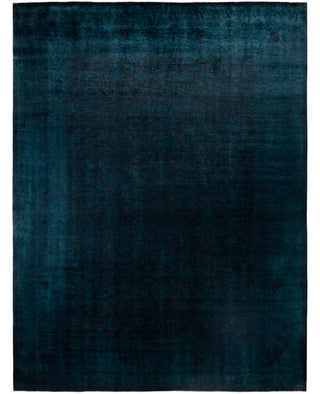 Overdyed One-of-a-Kind Wool Blue Area Rug 9' 2" x 12' 1"
