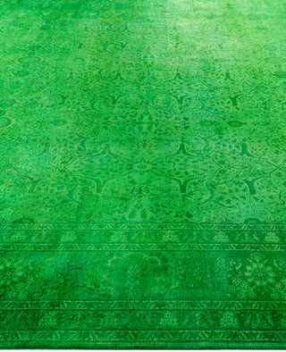 Contemporary Overdyed Wool Hand Knotted Green Area Rug 8' 2" x 10' 3"