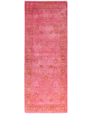 Overdyed One-of-a-Kind Wool Pink Runner 3' 1" x 8' 1"