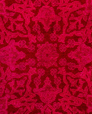 Contemporary Overdyed Wool Hand Knotted Pink Round Area Rug 3' 1" x 3' 1"