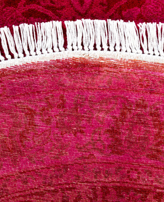 Contemporary Overdyed Wool Hand Knotted Pink Round Area Rug 3' 1" x 3' 1"