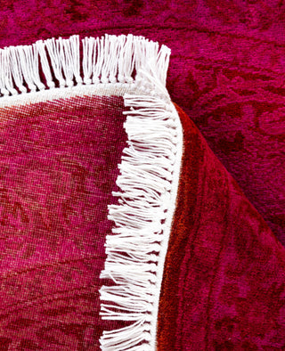 Contemporary Overdyed Wool Hand Knotted Pink Round Area Rug 3' 1" x 3' 1"