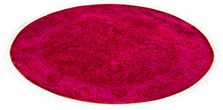 Contemporary Overdyed Wool Hand Knotted Pink Round Area Rug 3' 1" x 3' 1"