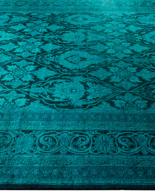 Overdyed Hand-Knotted Wool Modern-Contemporary Green Area Rug 8' 0" x 10' 3"
