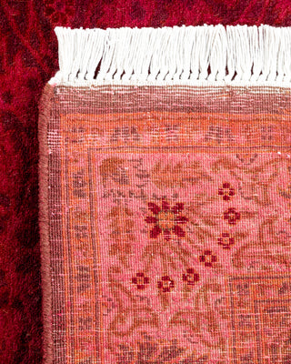 Modern Overdyed Hand Knotted Wool Pink Runner 2' 7" x 9' 6"