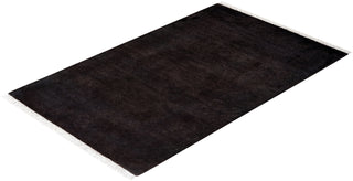 Modern Overdyed Hand Knotted Wool Black Area Rug 2' 8" x 4' 4"