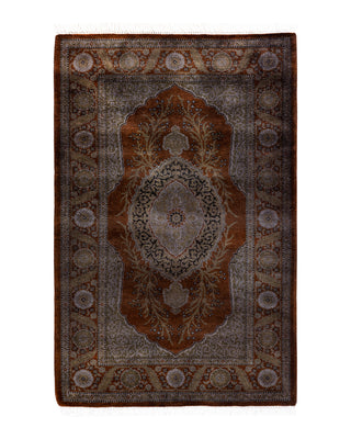 Contemporary Fine Vibrance Brown Wool Area Rug 2' 9" x 4' 2"
