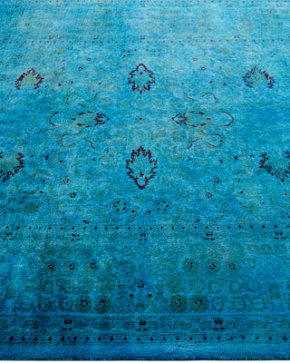 Modern Overdyed Hand Knotted Wool Blue Area Rug 4' 3" x 6' 6"