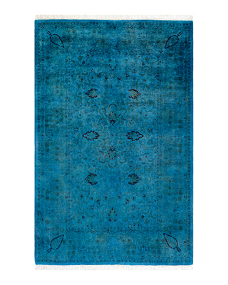 Contemporary Fine Vibrance Blue Wool Area Rug 4' 3" x 6' 6"