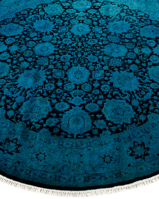 Contemporary Hand Knotted Overdyed Blue Area Rug 6' 1" x 6' 1"