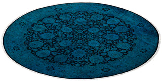Modern Overdyed Hand Knotted Wool Blue Area Rug 6' 1" x 6' 1"