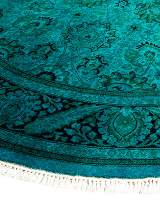 Contemporary Hand-Knotted Overdyed Blue Round Area Rug 5' 1" x 5' 1"