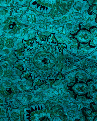 Contemporary Hand-Knotted Overdyed Blue Round Area Rug 5' 1" x 5' 1"