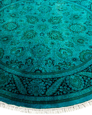 Contemporary Hand-Knotted Overdyed Blue Round Area Rug 5' 1" x 5' 1"