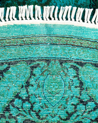 Contemporary Hand-Knotted Overdyed Blue Round Area Rug 5' 1" x 5' 1"
