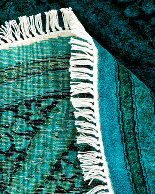 Contemporary Hand-Knotted Overdyed Blue Round Area Rug 5' 1" x 5' 1"