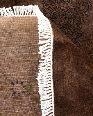 Contemporary Hand Knotted  Brown Octagon Area rug 5' 1" x 5' 1"