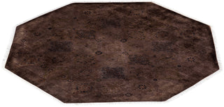 Modern Overdyed Hand Knotted Wool Brown Octagon Area Rug 5' 1" x 5' 1"