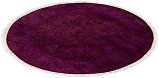 Modern Overdyed Hand Knotted Wool Purple Round Area Rug 3' 1" x 3' 1"