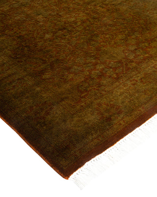 Modern Overdyed Hand Knotted Wool Brown Runner 2' 7" x 12' 3"