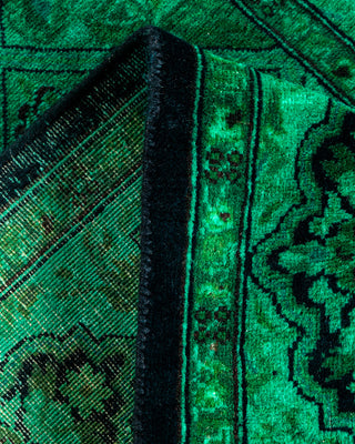 Contemporary Hand-Knotted Overdyed Green Runner 2' 7" x 10' 9"