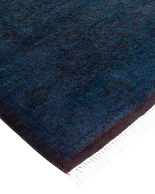 Modern Overdyed Hand Knotted Wool Blue Runner 2' 8" x 10' 8"