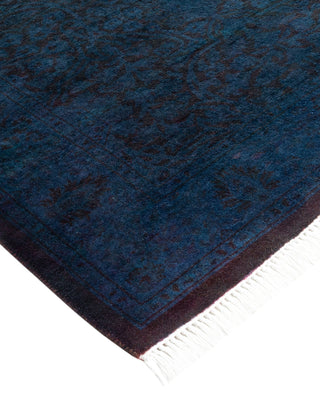 Contemporary Hand Knotted Overdyed Blue Runner 2' 8" x 10' 8"