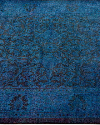 Contemporary Hand Knotted Overdyed Blue Runner 2' 8" x 10' 8"