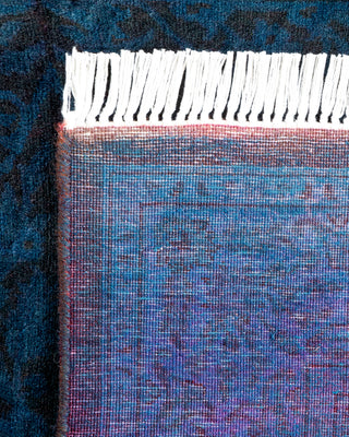 Contemporary Hand Knotted Overdyed Blue Runner 2' 8" x 10' 8"