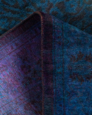 Contemporary Hand Knotted Overdyed Blue Runner 2' 8" x 10' 8"