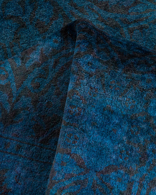 Contemporary Hand Knotted Overdyed Blue Runner 2' 8" x 10' 8"