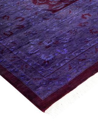 Contemporary Hand Knotted Overdyed Purple Area Rug 9' 2" x 12' 6"