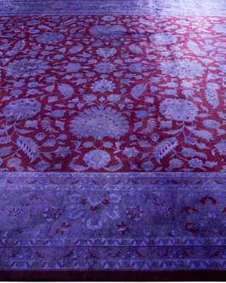Modern Overdyed Hand Knotted Wool Purple Area Rug 9' 2" x 12' 6"