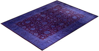 Modern Overdyed Hand Knotted Wool Purple Area Rug 9' 2" x 12' 6"