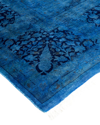 Modern Overdyed Hand Knotted Wool Blue Area Rug 8' 3" x 16' 2"