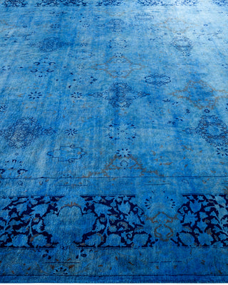 Contemporary Hand Knotted Overdyed Blue Area Rug 8' 3" x 16' 2"
