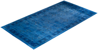 Contemporary Hand Knotted Overdyed Blue Area Rug 8' 3" x 16' 2"