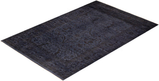 Contemporary Hand-Knotted Overdyed Gray Area Rug 6' 2" x 9' 2"